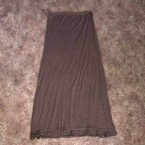 black and brown stripped maxi skirt